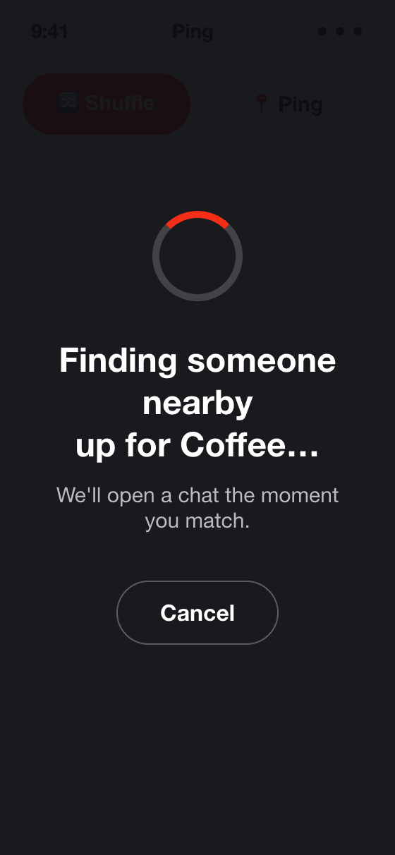 Shuffle: finding someone nearby right now
